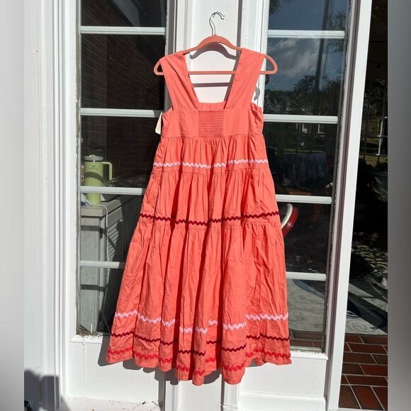Anthropologie Helena Square-Neck Tiered Midi Dress: Smocked Scallop Edition NWT - Picture 6 of 9